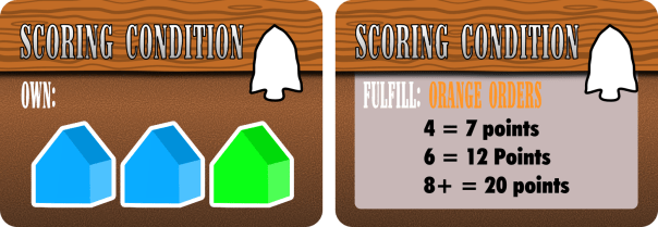 Left: a "Buildings" scoring condition. Right: an "Orders" scoring condition.