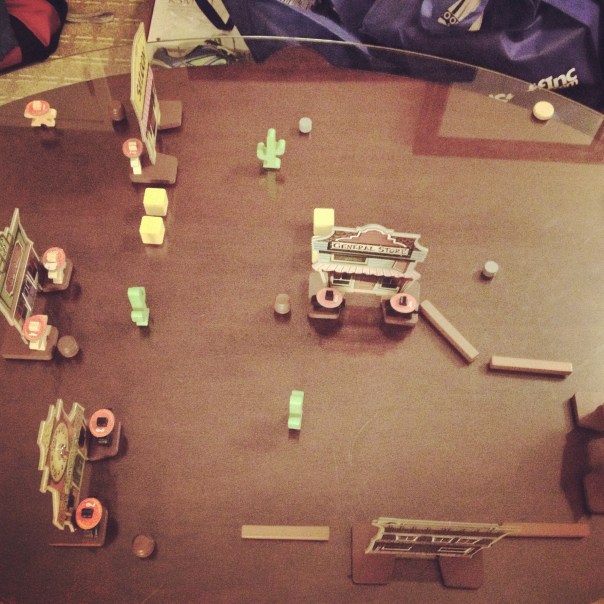 Before calling it a night we played the Duel at Hotcreek scenario of Flick 'em Up. The good guys lost but we had a good time.